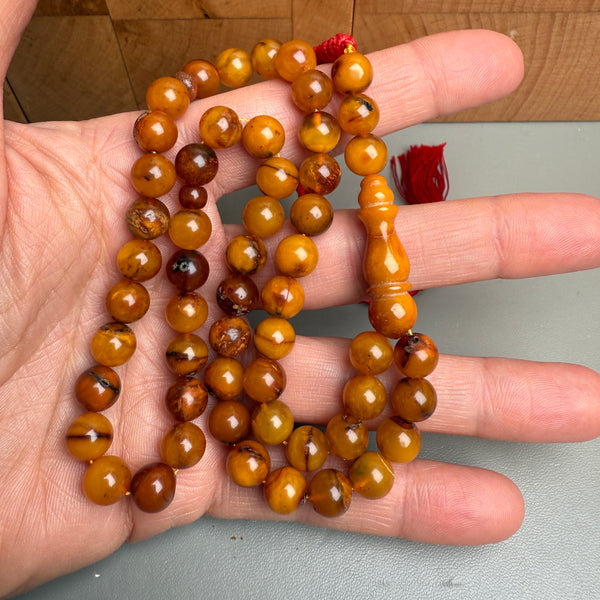 Handmade Antiq Amber Misbaha Tasbih Islamic Prayer Beads 8.1mm 17.5g