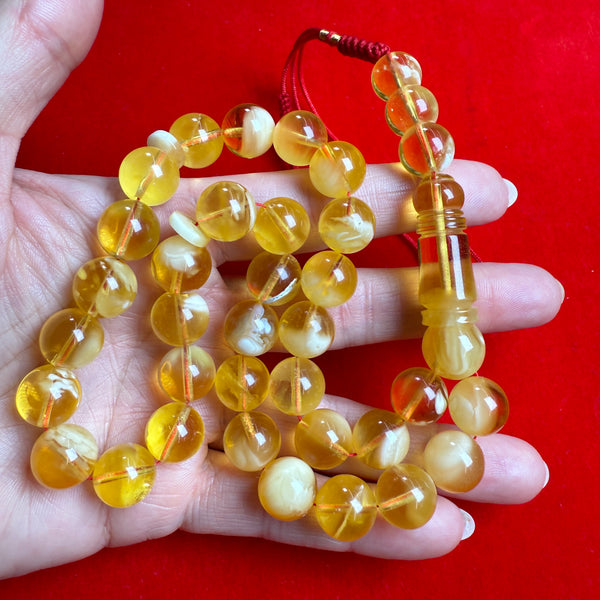 *EXCLUSIVE HONEY WHITE AMBER MISBAHA 12mm 40g