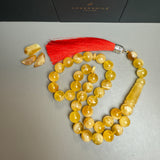 Premium Handmade Honey White Amber Tasbih Misbaha Islamic Prayer Beads 11.7mm 38g