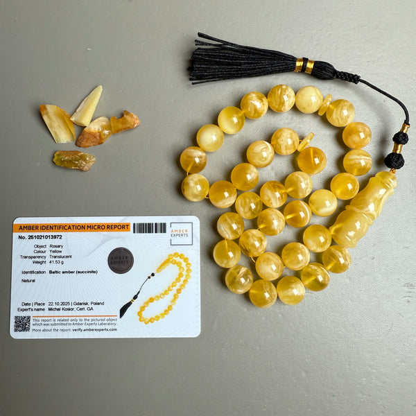 Luxury Natural Baltic Amber Tasbih Misbaha تسبيح Islamic 33 Rosary12.2mm 41.6g