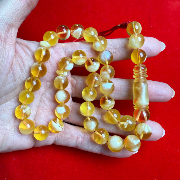 *EXCLUSIVE HONEY WHITE AMBER MISBAHA 10.7mm 29.2g