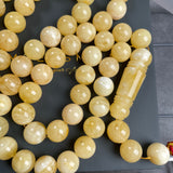 Honey White Amber Misbaha 59 Beads 13mm 84.9g LAB certificate