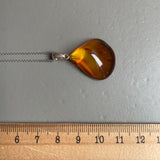Natural Amber Pendant 925 Sterling Silver Made in Eu Baltic Gemstone 2.5g Gift