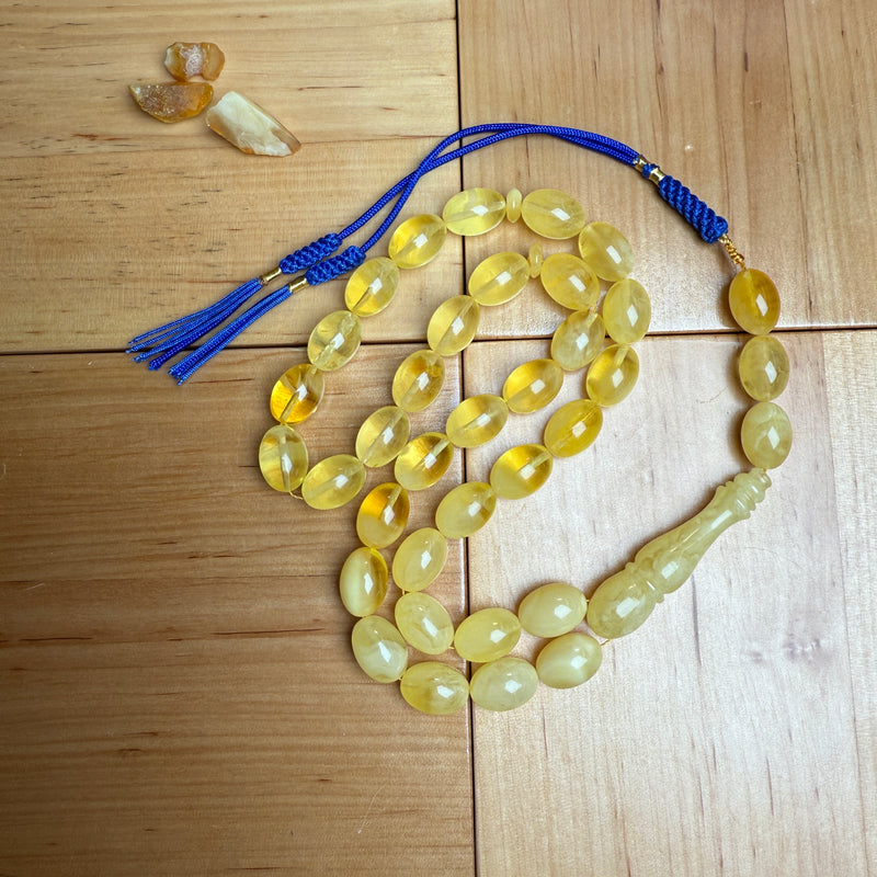 Luxury Natural Baltic Amber  Misbaha تسبيح Islamic 33 Rosary 9mm x 13mm 29.6g