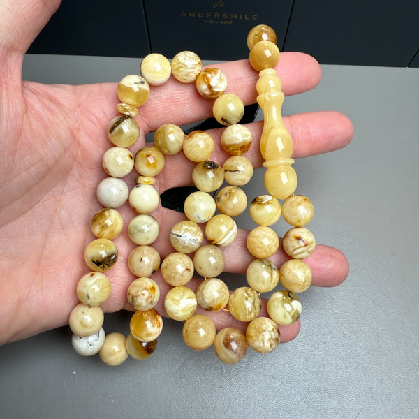 Handmade Oreo Amber Tasbih Misbaha Islamic Prayer Beads 10.8mm 40g