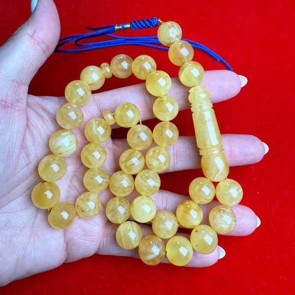 YELLOW AMBER MISBAHA  12.2mm 42.1g