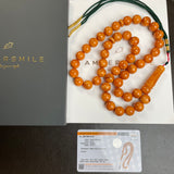 Handmade Antiq Amber Misbaha 11mm 38.52g 45 beads LAB certificate