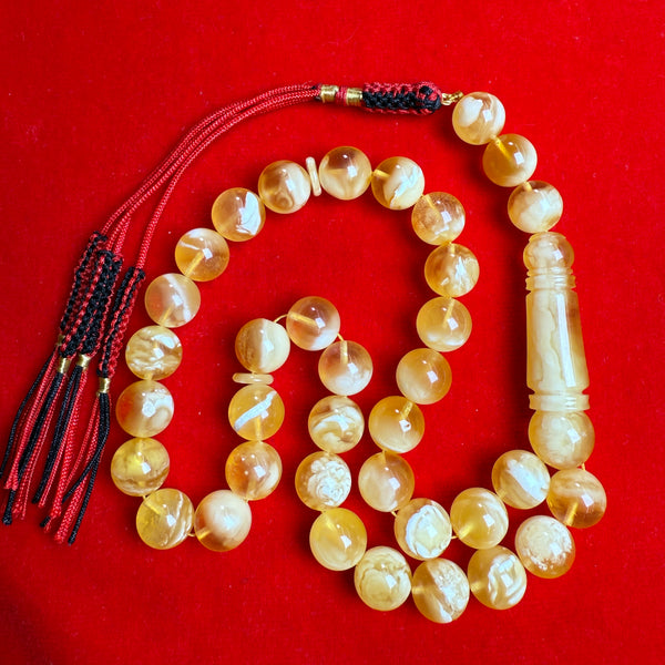 *EXCLUSIVE HONEY WHITE AMBER MISBAHA 11.5mm 37.5g