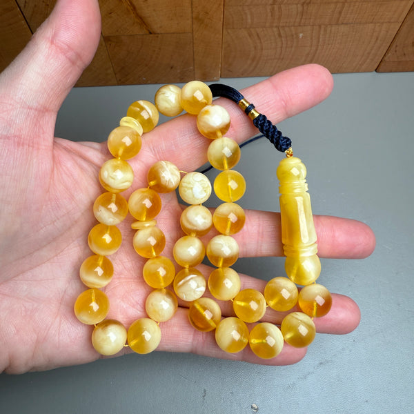 Luxury Natural Baltic Amber Tasbih Misbaha تسبيح Islamic 33 Rosary12.2mm 41.6g