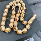 Handmade Honey White Amber Misbaha 13x15mm 62.97g 33 beads LAB certificate