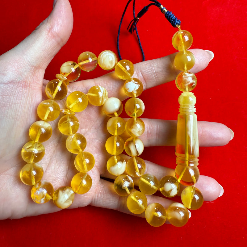 *EXCLUSIVE HONEY WHITE AMBER MISBAHA 12.3mm 45.5g
