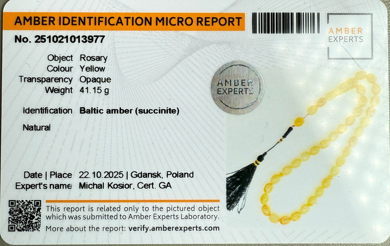 Handmade Natural Baltic Amber Misbaha Islamic Prayer Beads 11mm x 13mm 41.2g