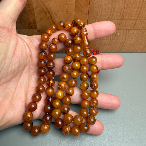 Handmade Antiq Amber Misbaha Tasbih Islamic Prayer Beads 8.4mm 24.5g