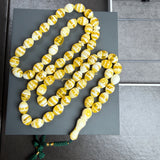 Honey White Pressed Amber Style Misbaha Tasbih 59g | 10x13mm | 66