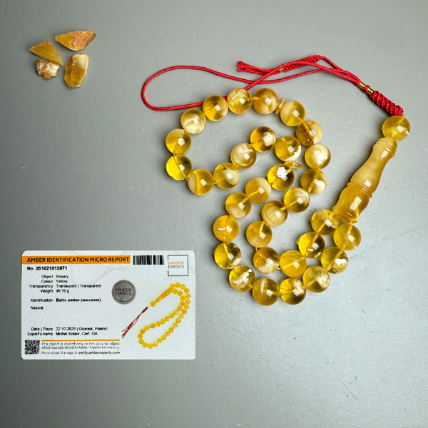 Luxury Natural Baltic Amber Tasbih Misbaha تسبيح Islamic 12.7mm 46.9g