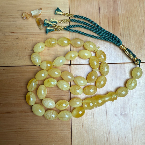 Premium Handmade Amber Tasbih Misbaha Islamic Prayer Beads 12mm x 18mm 59g