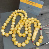 Honey White Amber Misbaha 66 Beads 11mm 60g