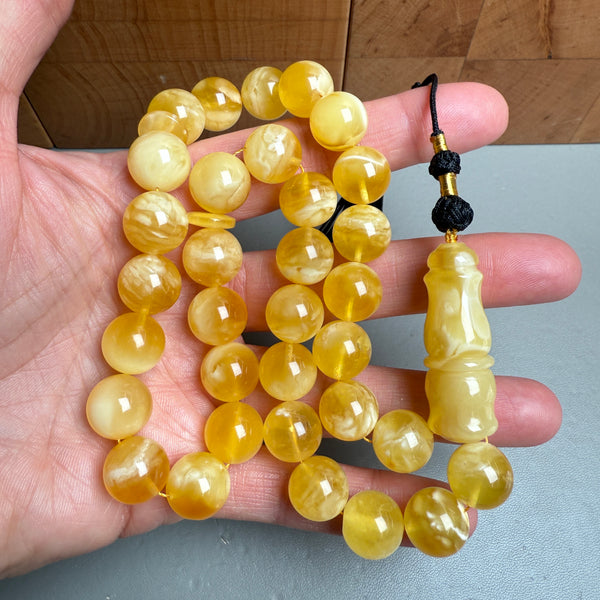 Luxury Natural Baltic Amber Tasbih Misbaha تسبيح Islamic 33 Rosary12.2mm 41.6g