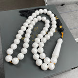 White Pressed Amber Style Misbaha Tasbih 38g | 10mm | 51 beads