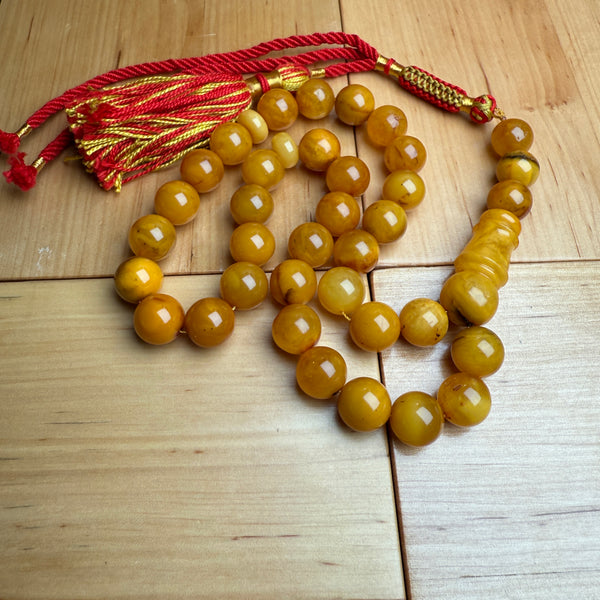 Handmade Antiq Amber Misbaha Tasbih Islamic Prayer Beads 12.2mm 45g