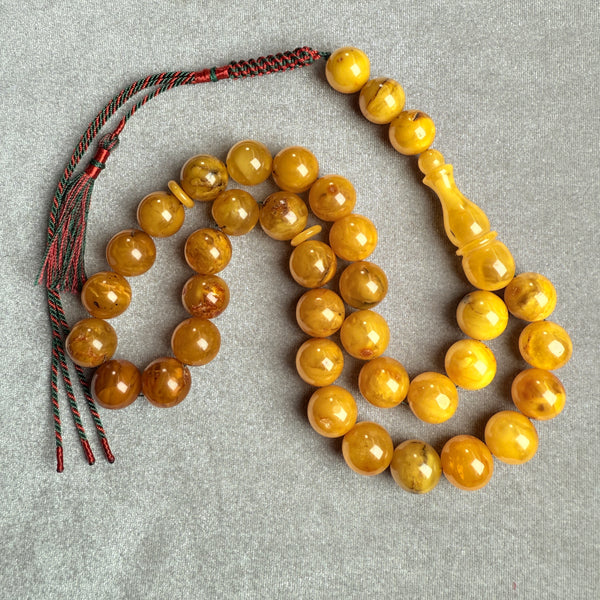 ANTIQ OLD AMBER MISBAHA 13.6mm 56.9g