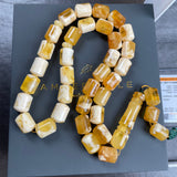 Handmade Honey Amber Misbaha 11x15mm 62.1g 33 beads LAB certificate