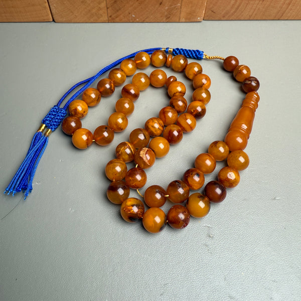 Handmade Antiq Amber Misbaha Tasbih Islamic Prayer Beads 9.7mm 27g