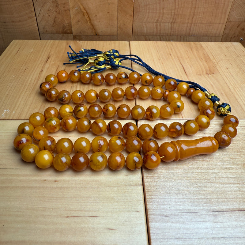 Handmade Antiq Amber Misbaha Tasbih Islamic Prayer Beads 9.6mm 37.5g