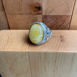 Baltic Amber Men’s Ring – 925 Sterling Silver, Handmade, Adjustable Size