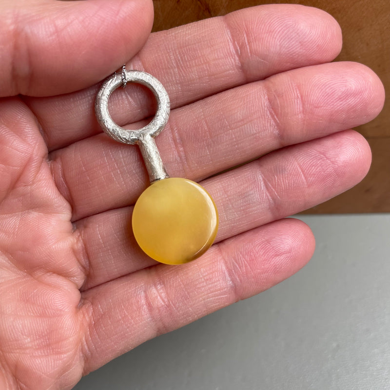 Natural Amber Pendant 925 Sterling Silver Made in Eu Baltic Gemstone 5g