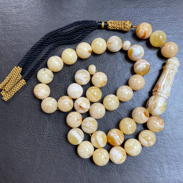 Oreo Natural Amber Misbaha Tasbih Islamic Prayer Beads 14mm 69g
