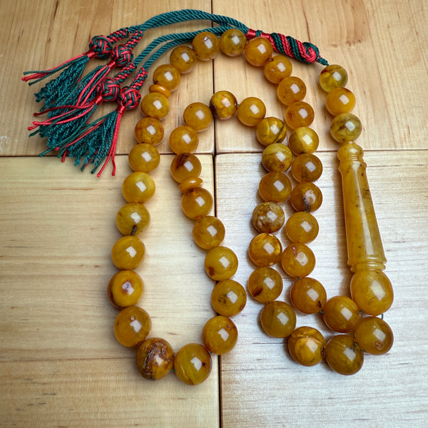 Handmade Antiq Amber Misbaha Tasbih Islamic Prayer Beads 12mm 58.5g