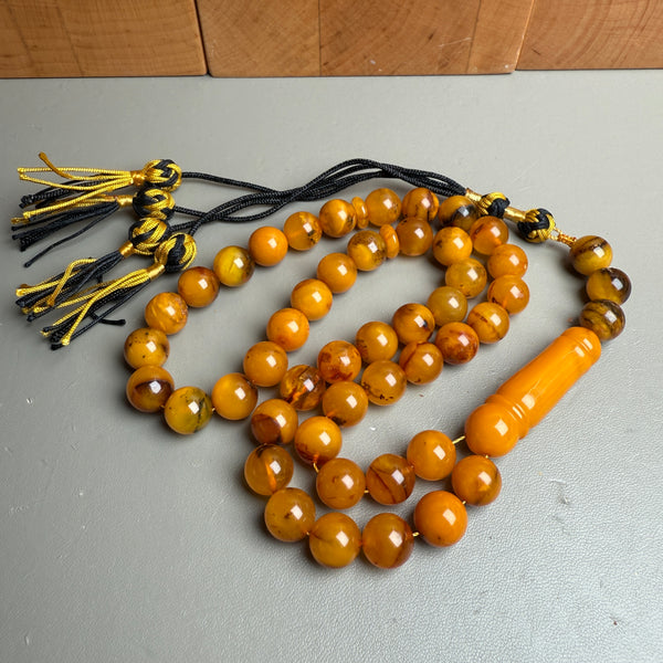 Handmade Antiq Amber Misbaha Tasbih Islamic Prayer Beads 9.8mm 32g
