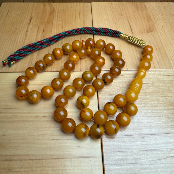 Handmade Antiq Amber Misbaha Tasbih Islamic Prayer Beads 9.8mm 36.5g