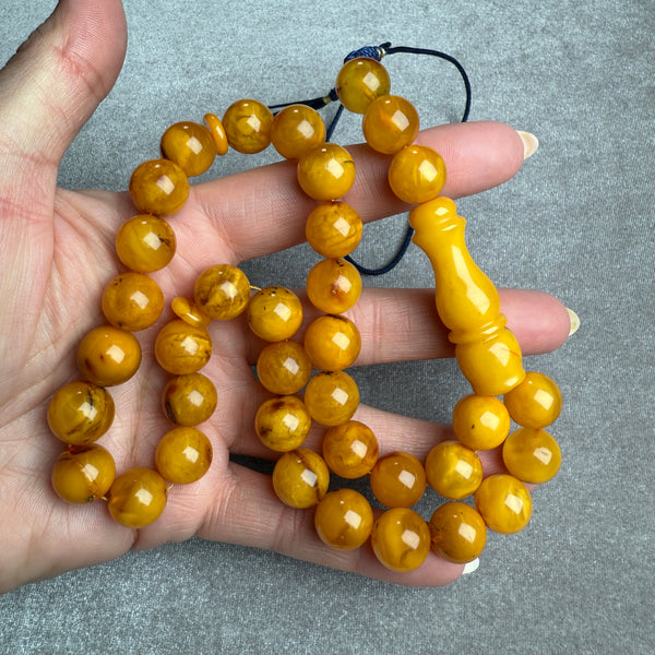 ANTIQ OLD AMBER MISBAHA 12.4mm 41.9g
