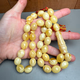 Handmade Natural Baltic Amber Misbaha Islamic Prayer Beads 13mm x 17mm 70g