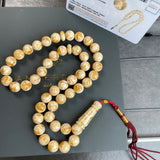 Handmade White Amber Misbaha 10mm 30.30g 45 beads LAB certificate