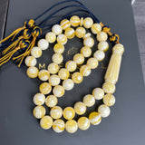 White Pressed Amber Style Misbaha Tasbih 37g | 10mm | 47 beads
