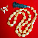 Premium Handmade White Amber Tasbih Misbaha Islamic Prayer Beads 14mm x 20mm 84g