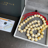 Handmade White Amber Misbaha 11mm 42.38g 45 beads LAB certificate
