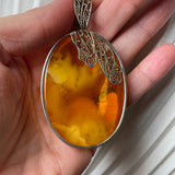 Amber Pendant With Copper Made in Eu Baltic Natural Gemstone 23.5g Gift