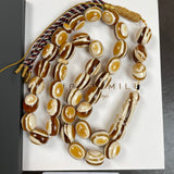 Handmade Honey White Amber Misbaha 12x15mm 59.62g 33 beads LAB certificate