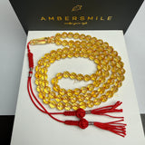 مسبحة صلاة إسلامية من العنبر والماس الليموني، 7 مم، 22.5 غرام