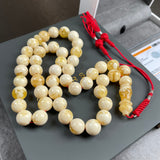 Handmade White Amber Misbaha 11mm 42.5g 45 beads LAB certificate
