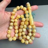 Handmade Yellow White Amber Misbaha Tasbih Islamic Prayer Beads 10.8mm 42.1g