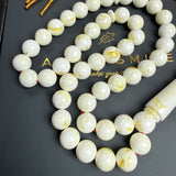 White Pressed Amber Style Misbaha Tasbih 35g | 10mm | 45 beads
