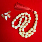 Premium Handmade White Amber Tasbih Misbaha Islamic Prayer Beads 12mm x 14mm 50g