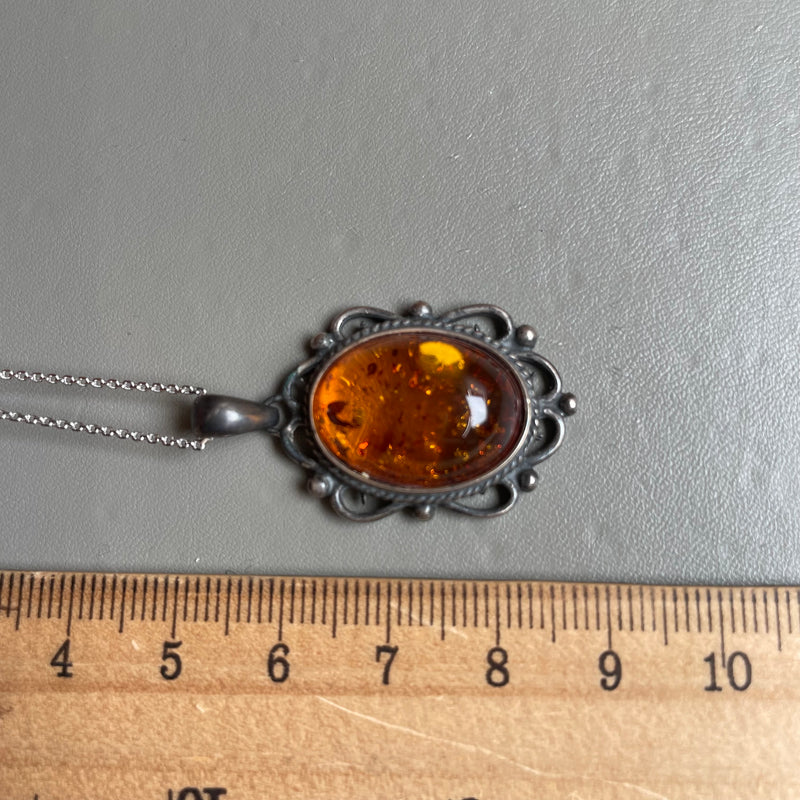 Natural Amber Pendant 925 Sterling Silver Made in Eu Baltic Gemstone 6g
