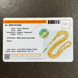 Handmade White Amber Misbaha 11.8mm 70.07g 66 beads LAB certificate