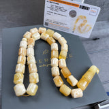 Handmade Honey Amber Misbaha 11x13mm 48.66g 33 beads LAB certificate